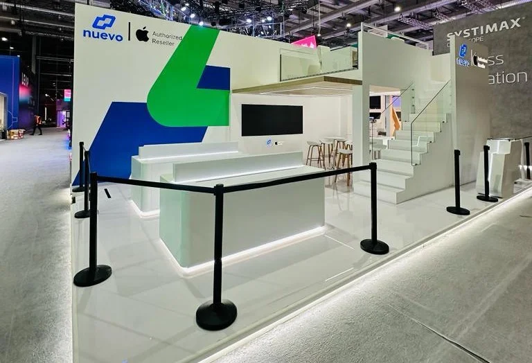 NUEVO brand exhibition booth constructed by Fath Creative for LEAP 2025