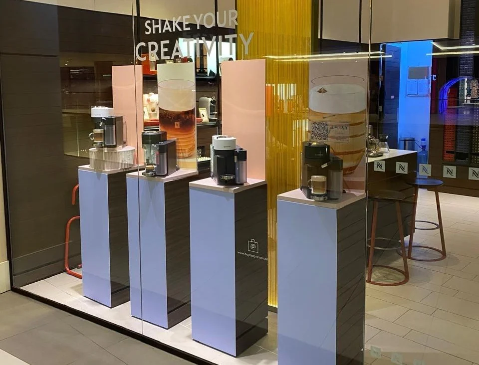 Nespresso premium retail brand activation booth built by Fath Creative in KSA