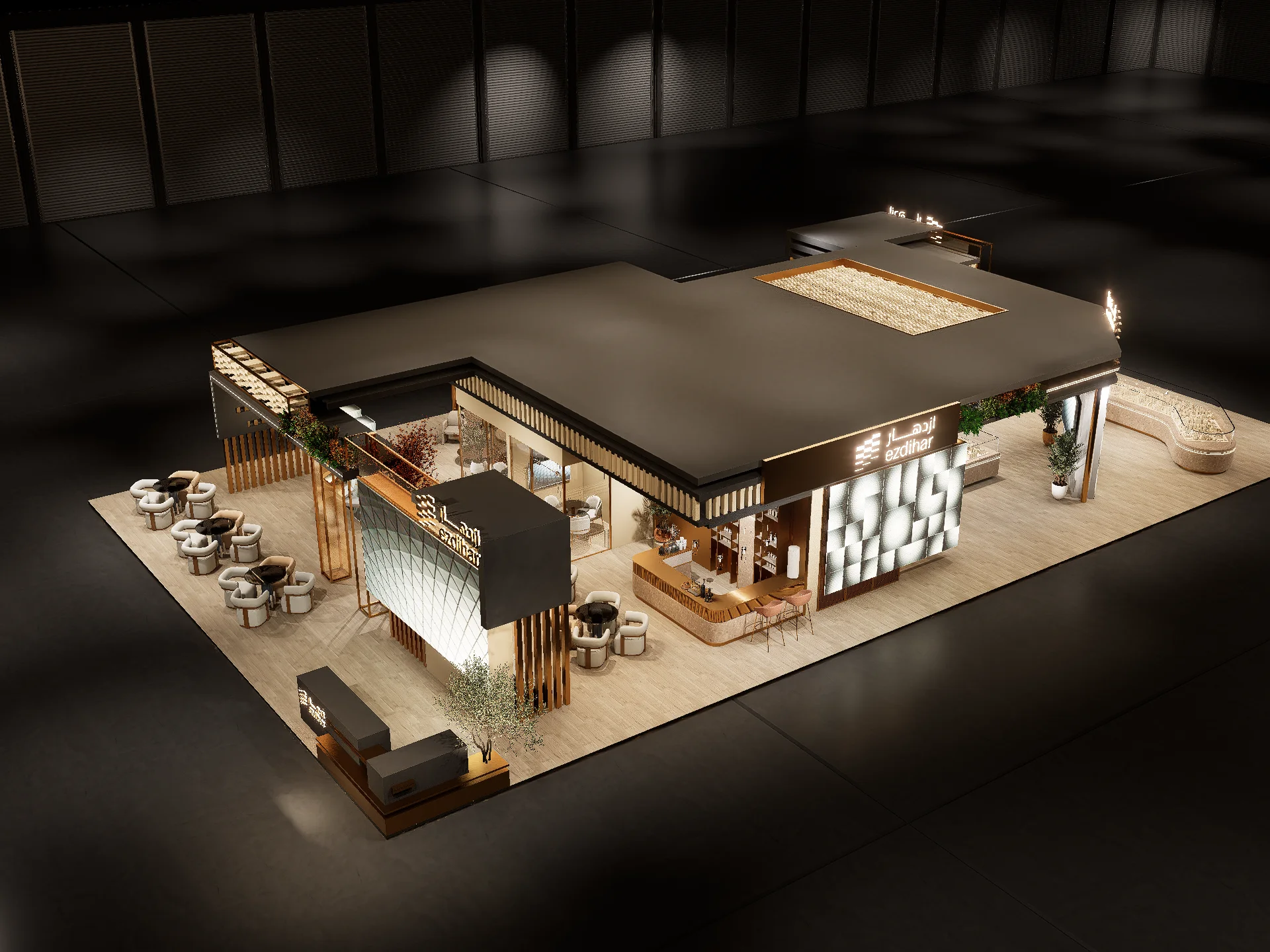 3D exhibition stand conceptual architecture rendering by Fath Creative